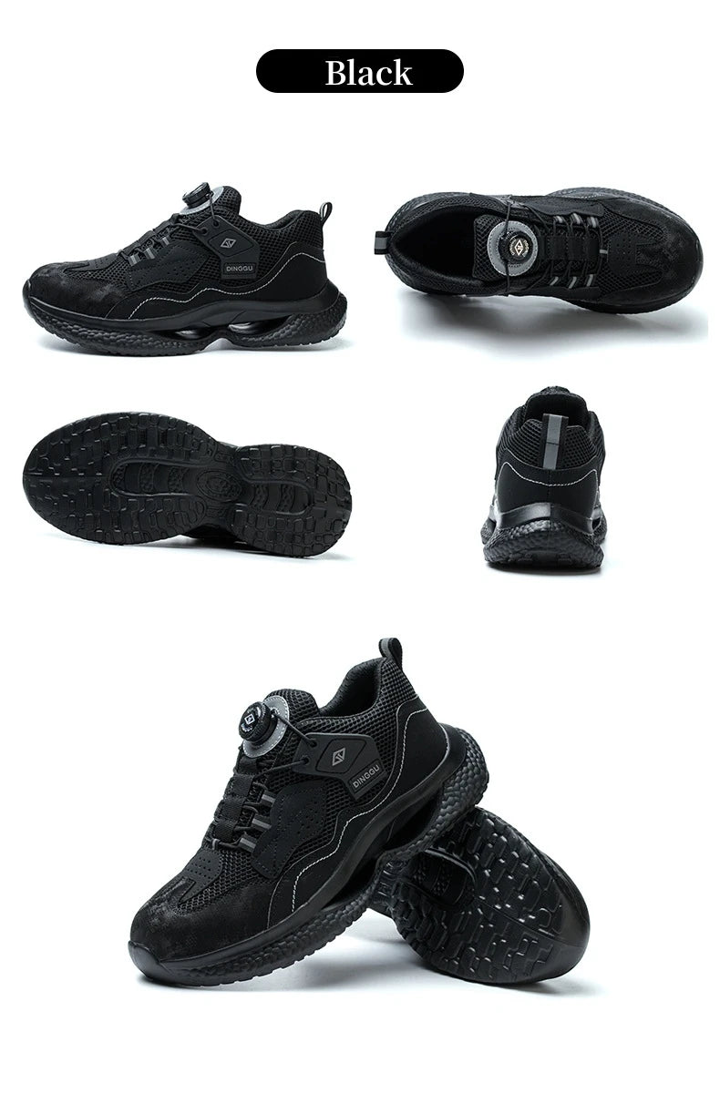 Safety Shoes Men Steel Toe Work Shoes Rotated Button Lightweight Indestructible Anti-smash Safety Boots Protective Work Sneakers