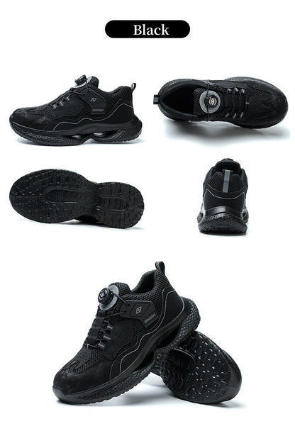 Safety Shoes Men Steel Toe Work Shoes Rotated Button Lightweight Indestructible Anti-smash Safety Boots Protective Work Sneakers