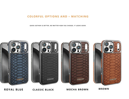 Luxurious And Stylish Snake Patterned Leather Phone Case, For IPhone 17 16 15 Pro Max 17Air Protective Case, With Flannel Lining