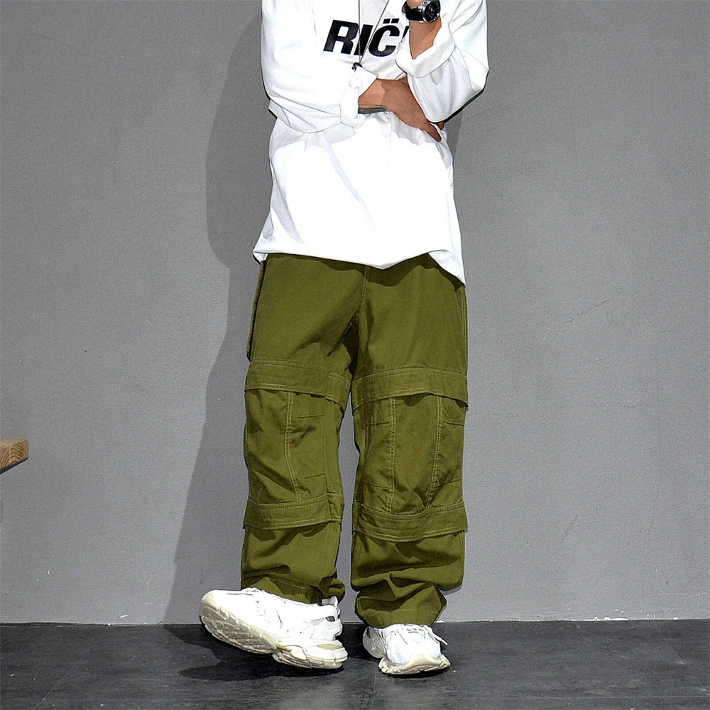 High Quality Army Green Cargo Pants Men American Vintage Hip Hop Plus Size Skateboard Pants Harajuku Casual Cotton Trousers Male