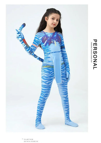 Boy Girls Halloween Cosplay Avatar Costume Kids The Way of Water Neytiri Alien Cosplay Hero One Piece Tight Fitting Clothing