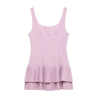 2025 Pleated Mini Dress Women Jumpsuit Backless Short Dresses for Women Straps Playsuit Dress Woman Party Women's Dress