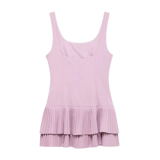 2025 Pleated Mini Dress Women Jumpsuit Backless Short Dresses for Women Straps Playsuit Dress Woman Party Women's Dress