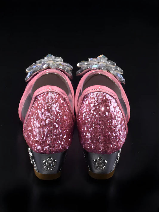 Fashion Cinderella Crystal Bright Diamond Shoes Girl Princess Single Shoes Girl Performance High Heels Shoes