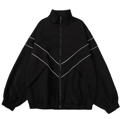 Men High Street Patchwork Color Black Windbreaker Coats Hip Hop Varsity Jacket Women Spring Autumn Thin Fashion College Jackets