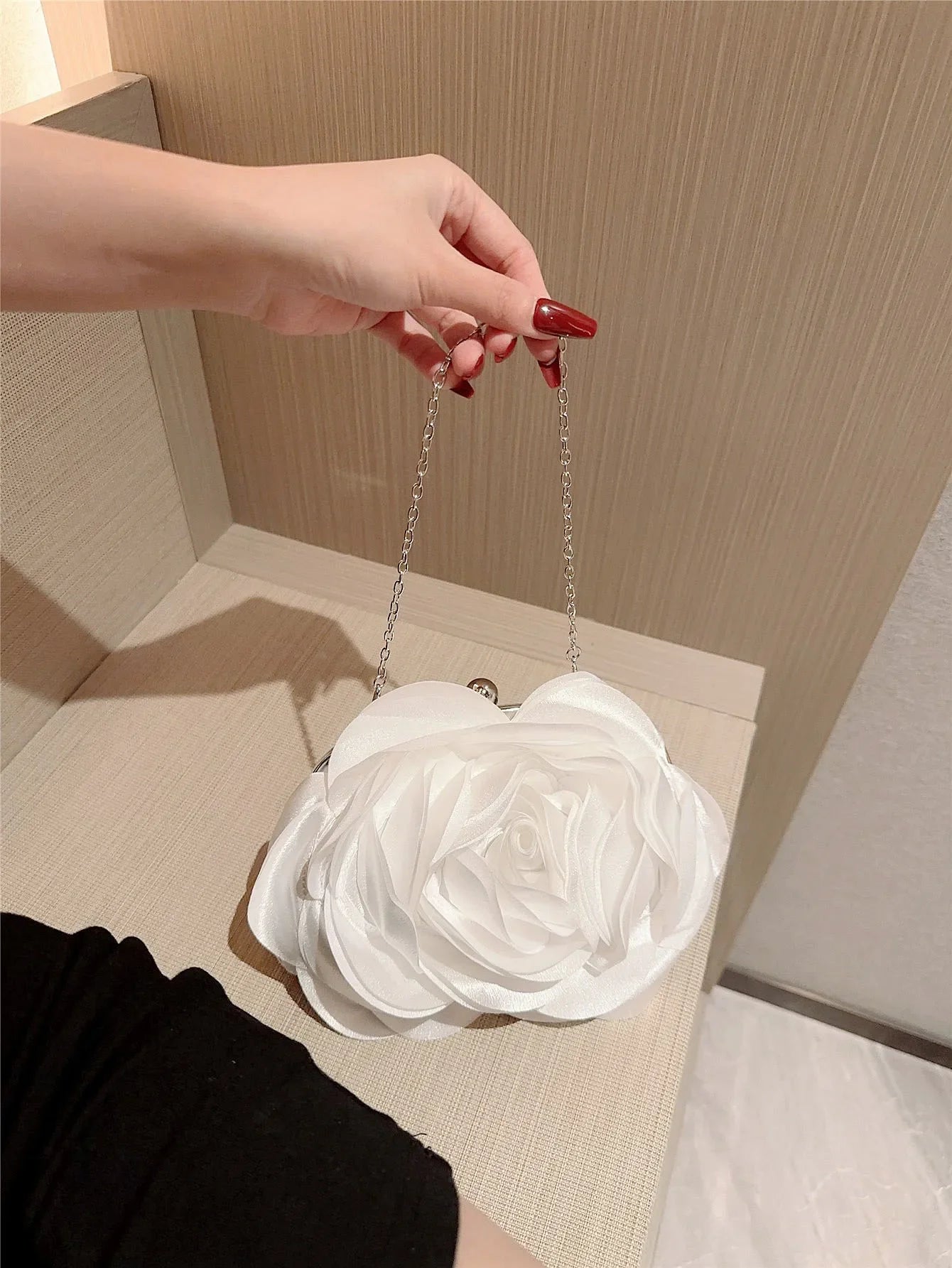 New Dinner Bag Flower Clutch Bag White Romantic Wedding Bridesmaid Bag Dress Prom Bag Party Bag