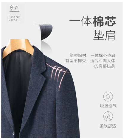 Men's Casual Loose Fit Blazer 13 Colors All-Season Plaid Suit Jacket for Men