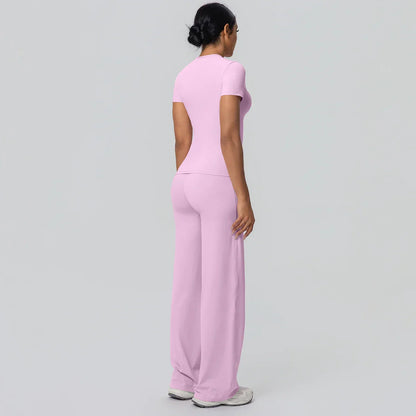 Fitness Sports Workout Yoga Set for Women Naked Feel Slim Casual Workout Top T-Shirt Quick Drying Push Up Running Pants Yoga Set