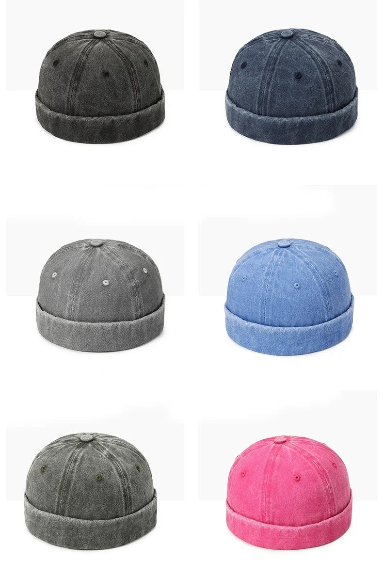 Hatsmen's Four Seasons Denim Cloth Gua Skin Hat, Street Bare Panel, Landlord Hat, Personality Fashion, Retro Outdoor Trend