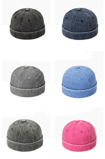 Hatsmen's Four Seasons Denim Cloth Gua Skin Hat, Street Bare Panel, Landlord Hat, Personality Fashion, Retro Outdoor Trend
