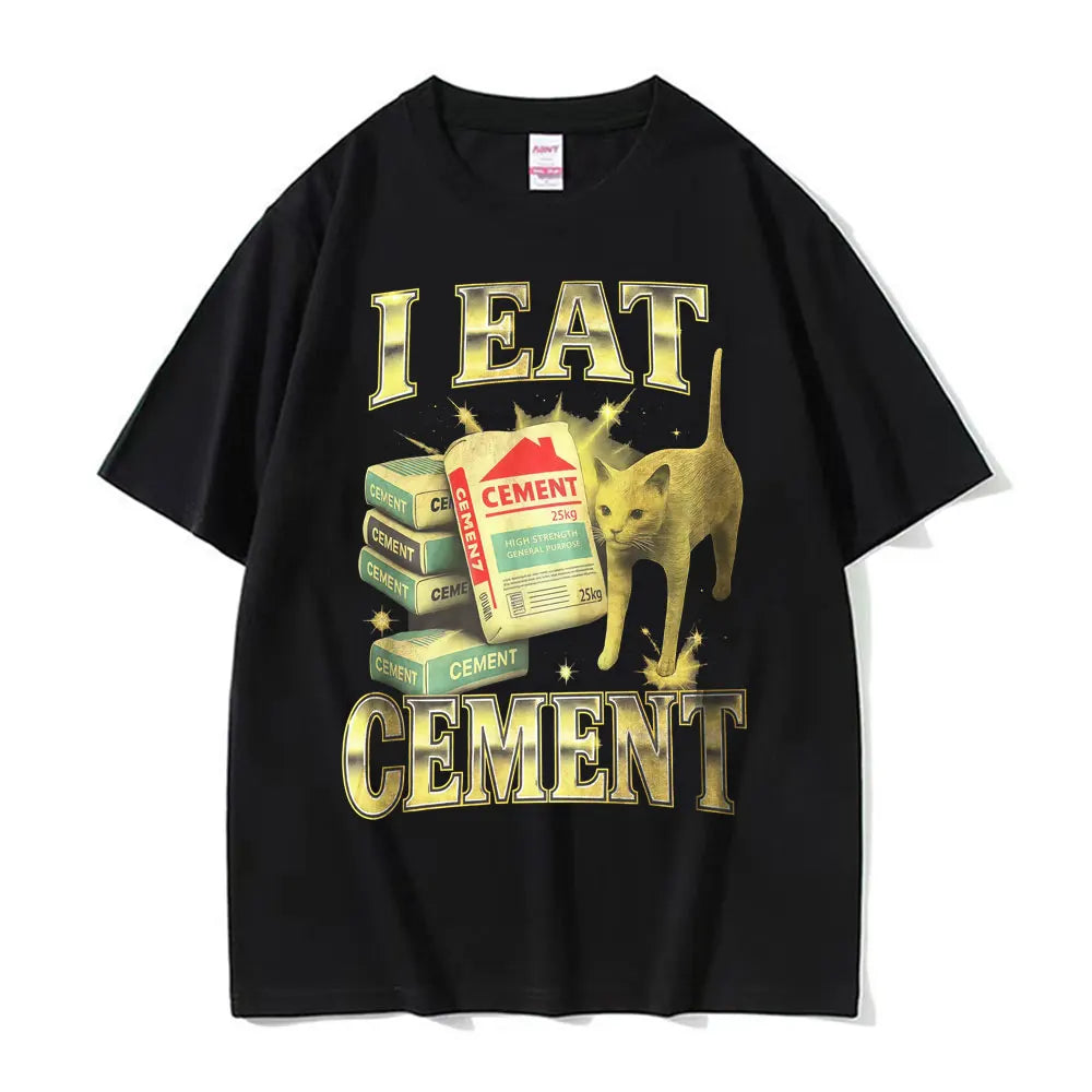 I Eat Solder Cursed Funny Cat Meme T Shirt Men Women's Clothing Fashion Casual T Shirts Summer High Quality Cotton T-shirts Tops