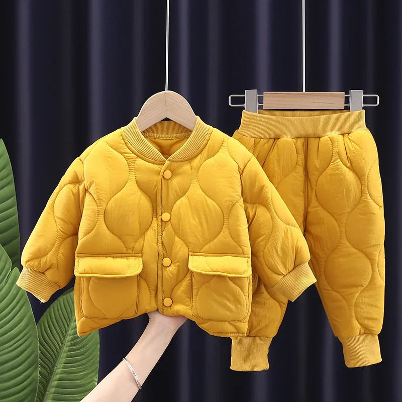 New Winter Baby Clothes Set Children Boys Thick Cotton Jacket Pants 2Pcs/Sets Infant Girls Clothing Toddler Coat Kids Tracksuits
