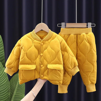New Winter Baby Clothes Set Children Boys Thick Cotton Jacket Pants 2Pcs/Sets Infant Girls Clothing Toddler Coat Kids Tracksuits