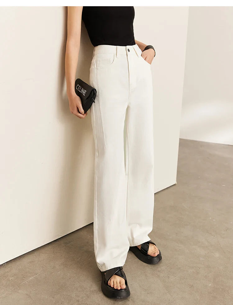 Minimalism Women Jeans 2025 Autumn Vintage Denim Pants Loose Wide Leg Pants Woman Casual Pants Female Trousers 12551002