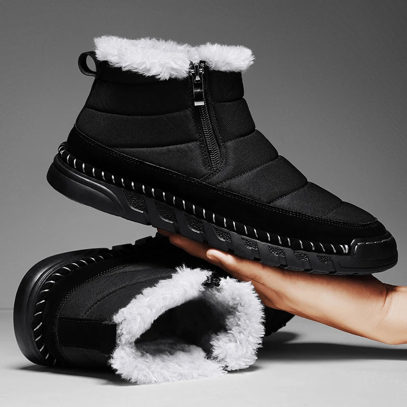New Fashion Men's Boots Winter Plush Men Snow Boots Warm Fur Ankle Boots Outdoor Non-slip Sneakers Winter Casual  Boots Size 46