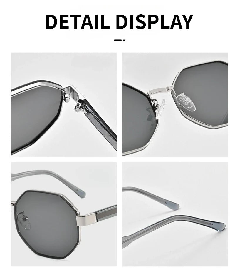 New Fashion Polygon Metal Frame Sunglasses  Women Sunglasses Men Luxury Brand Design Sun Glasses Women Mirror Gafas De Sol UV400