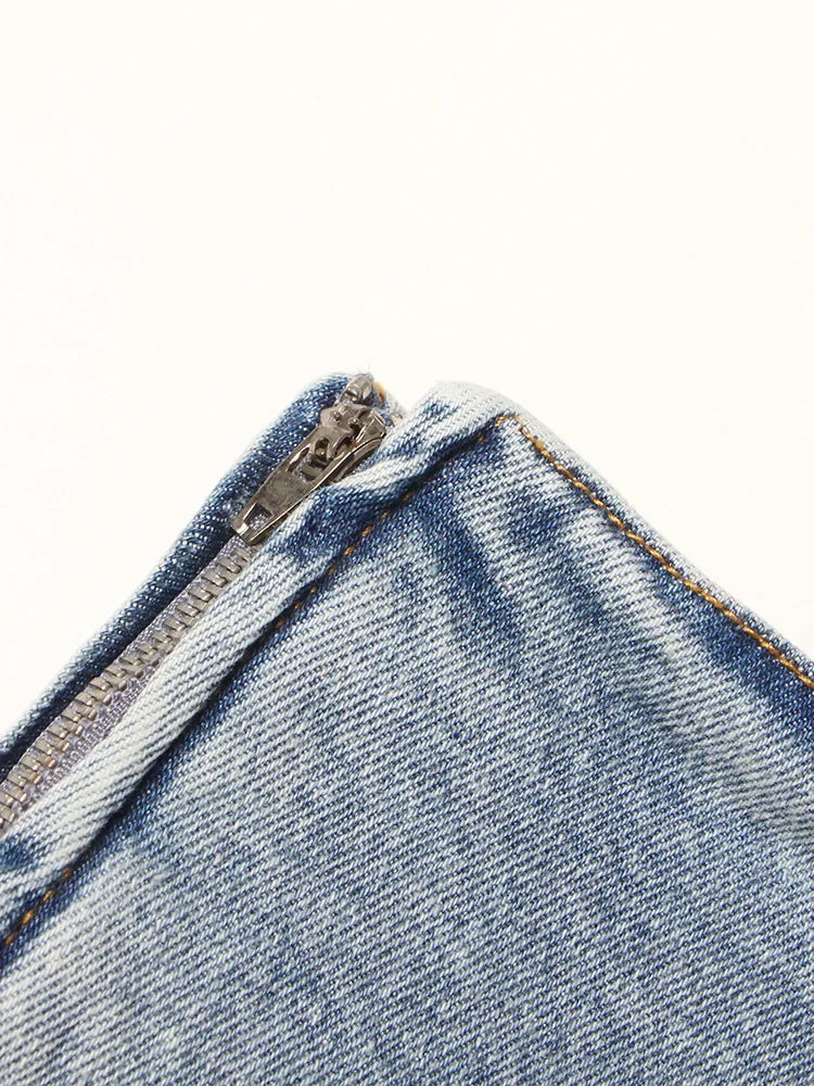 Denim Solid Shorts Skirts For Women High Waist Patchwork Irregular Hem Streetwear Short Pants Female Clothing 2022