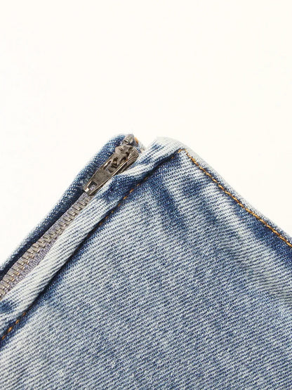 Denim Solid Shorts Skirts For Women High Waist Patchwork Irregular Hem Streetwear Short Pants Female Clothing 2022