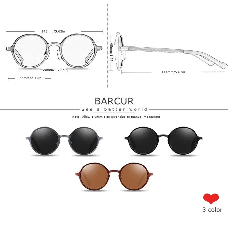 Vintage Aluminum Magnesium Sun Glasses Men Polarized Driving Sunglasses Round Steampunk Shades Brand Designer Eyewear