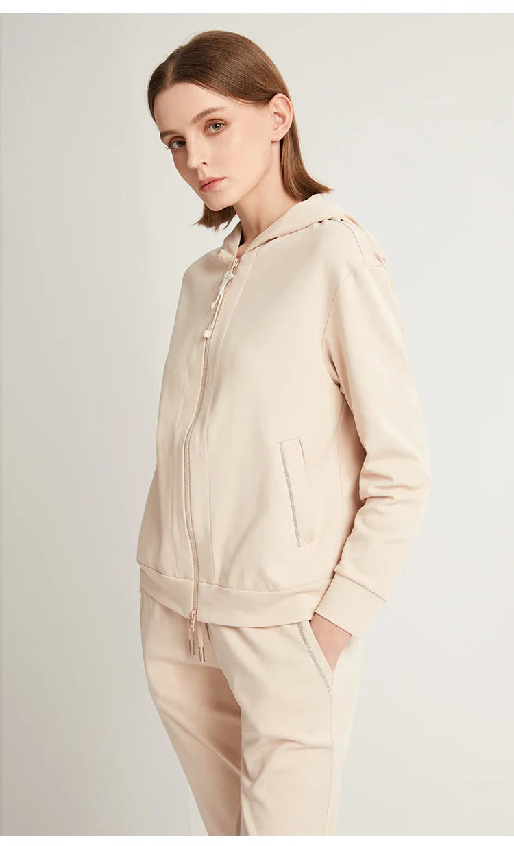 K1071W In Stock High Quality 100% Combed Cotton Zip Woman Cotton Hoodi Cropped Manufacturers Hoodies Women Sweatshirt Clothing