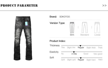 Men's Boot Cut Denim Jeans Gray Black High-Quality Cotton Pants Classic Slim Stretch Flared Trousers