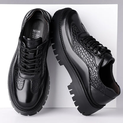Retro Brown Men's Banquet Leather Shoes Thick Soled Wear-resistant Work Shoes2025 Classic Brand Men's Business Dress Shoes