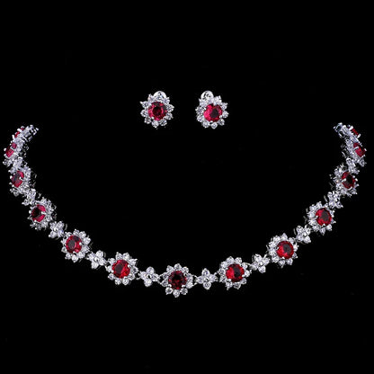 Classic Hot Sale 5 Colors Options High Quality Round Zirconia Jewelry Sets for Elegant Women Wedding Dress Accessories