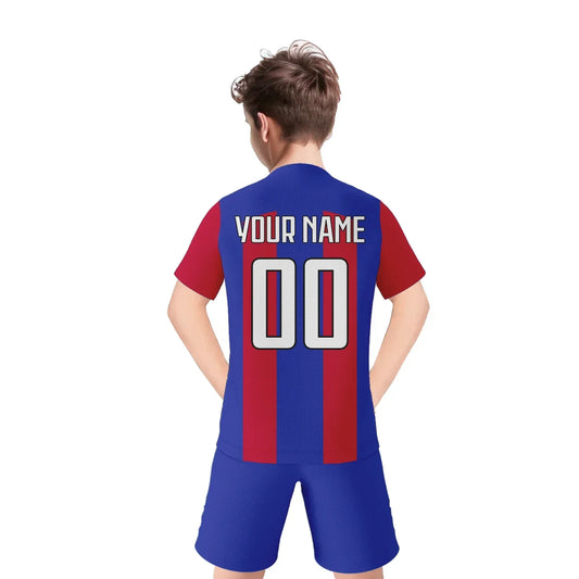Personalized Kids Soccer Jersey Set Custom Name Number Soccer Kit  Boys Girls Youth Team Soccer Uniform Blue Red Football Shirt