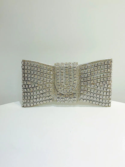 2025 Luxury Bow Design Sequin Dinner Clutches Metal Chain Shoulder Bag Wedding Reception Storage Bag Haute Banquets Evening Bags