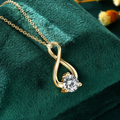 Collier Argent 925 Sterling Silver Pendant Necklace Certified 6.5mm Round Cut Moissanite Infinity Necklace for Women