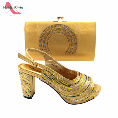 Orange Color Mature Pumps African Design Women Matching Shoes and Bag Set with Platform High Quality Sandals for Wedding