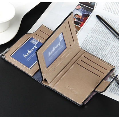 Multifunctional Men's Short Wallet with Zippered Coin Pocket on the Side, Trendy Men's Accessory, Business Casual Men's Wallet, Simple and Stylish Gift for Men