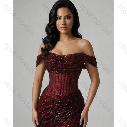 Customized Evening Dresses A-line off the Shoulder Slit for the Floor-Length High Quality for Bespoke Occasion Party Dress