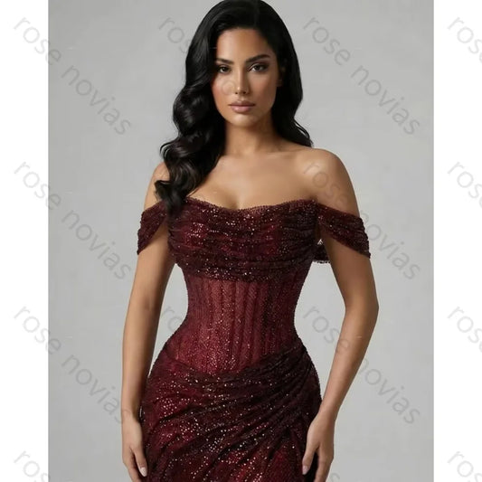 Customized Evening Dresses A-line off the Shoulder Slit for the Floor-Length High Quality for Bespoke Occasion Party Dress