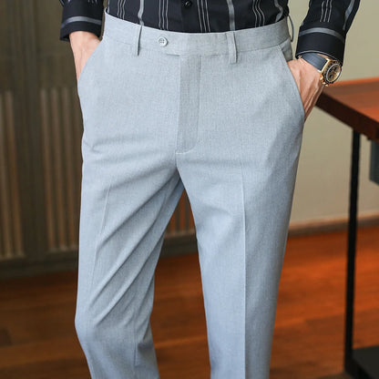 Plus size 40 38 Men Business Solid Suit Pant 2026 Spring Formal Slim Fit Wedding Trouser Mens Brand Fashion Casual Dress Pants