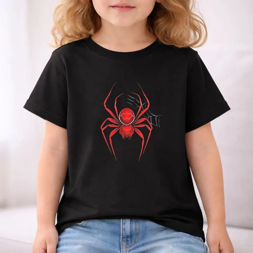 Red Spider Kids Summer T-shirt+Shorts Boy black Girl pink Round Neck Short-sleeved Toddler age 3-12 Casual loose Set print