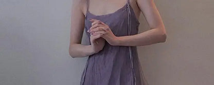 Slimming Effect Purple Mesh Ankle-Length Dress Women's plus Size Strapless Gown Korean Style High Waist A-Line Skirt