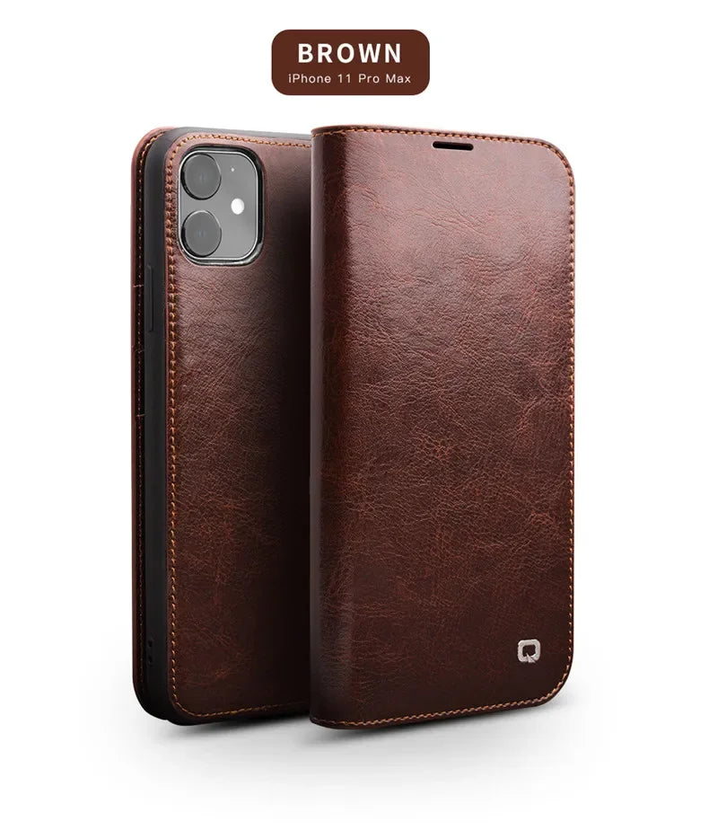 Luxury Thin Case for iPhone15 14 13 12 11 Pro Max Mini Genuine Leather Fashion Cover for XR XS Max 7 8 14 Plus Card Slot