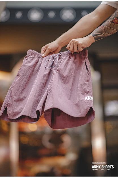 Retro Training Sports Shorts with Thin Letter Embroidered Straight Shorts for Men's Summer Fashion Pants
