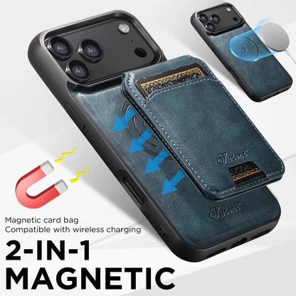 لجراب iPhone 17 Air/16E/15/14/12/13 Promax Plus اثنين في واحد، تغطية كاملة من مادة TPU مع حامل بطاقات وإدخال بطاقة مغناطيسية وجراب جلد