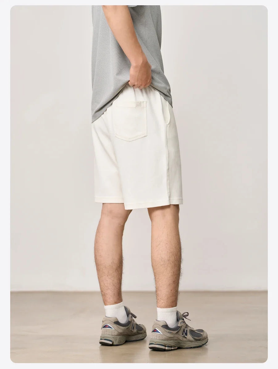 2026 Summer New 340g Twill Knit Men Shorts Casual Loose Fit Sweatpants Shorts Solid Color Breathable Jogger Shorts