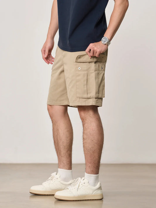 2026 Summer New Oversize 215gsm Tencel Lyocell Blend Fabric Cargo Shorts Men Fashion Outdoor Wear