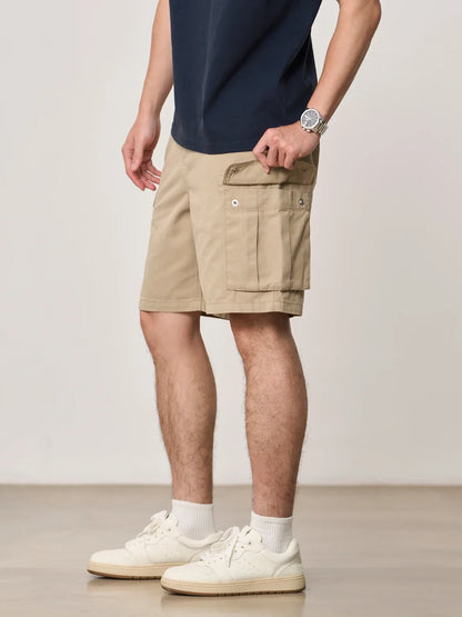 2026 Summer New Oversize 215gsm Tencel Lyocell Blend Fabric Cargo Shorts Men Fashion Outdoor Wear