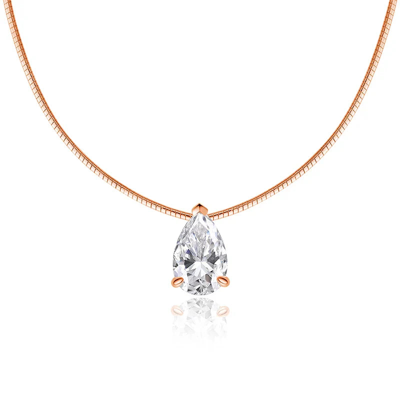 Pear Cut 3-5CT 100% Real Moissanite Necklace for Women Luxury Jewelry 1.5mm Chain Pendant 925 Sterling Silver Plated 18K