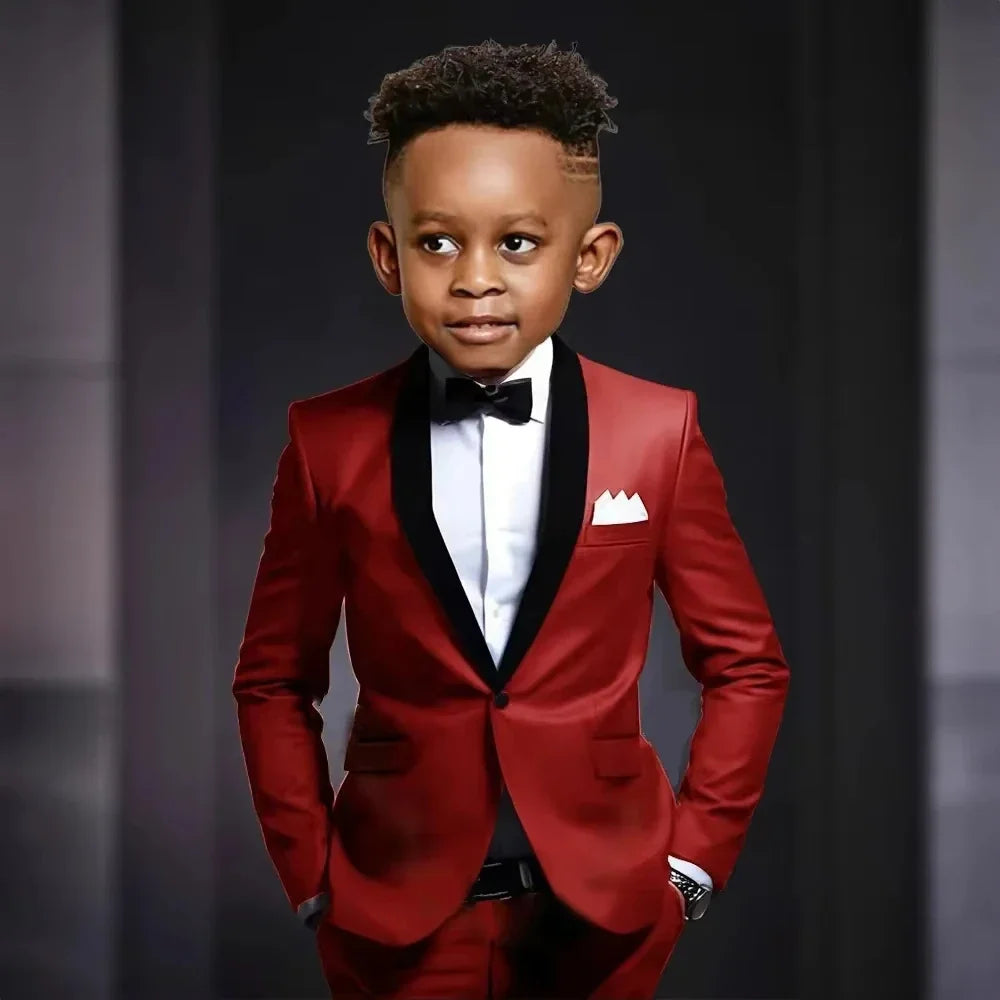 New Kids Suit Set 2 Pieces Jacket Pants Wedding Ring Bearer Outfit,Elegant Shawl Lapel Boys Suits Piano Performance Wear