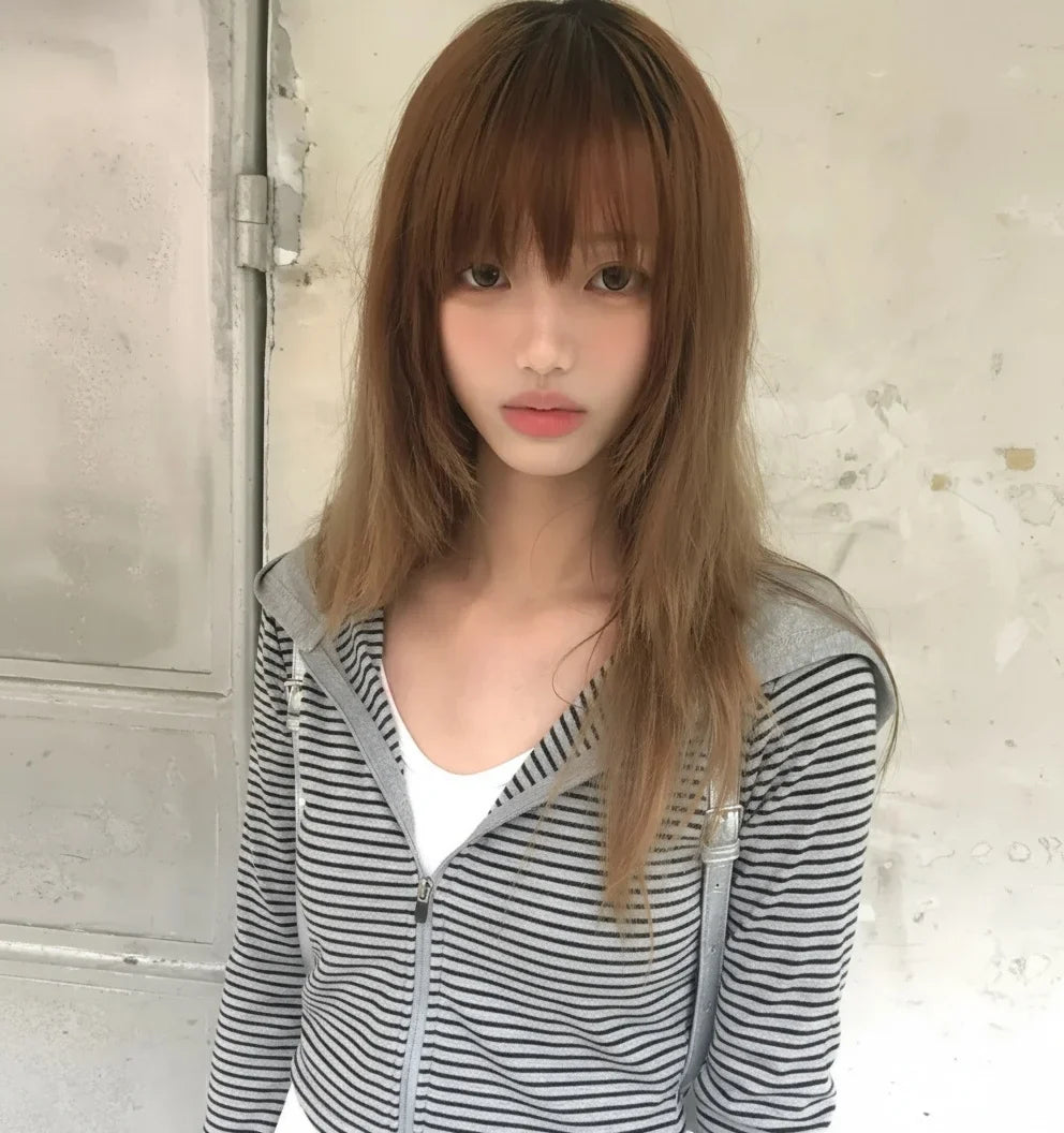 Y2k Japanese Hoodies Women Long Sleeve Striped Sweatshirt Streetwear American Striped Hoodies With Zipper E-girls