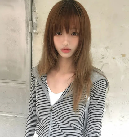 Y2k Japanese Hoodies Women Long Sleeve Striped Sweatshirt Streetwear American Striped Hoodies With Zipper E-girls