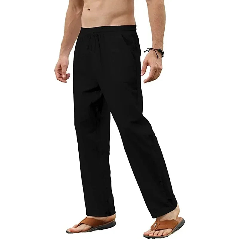 Cotton and Linen Pants Men Summer Straight Leg Casual Quick Drying Sports Pants Men Wide Leg Oversized Linen Pants 2025 New Item