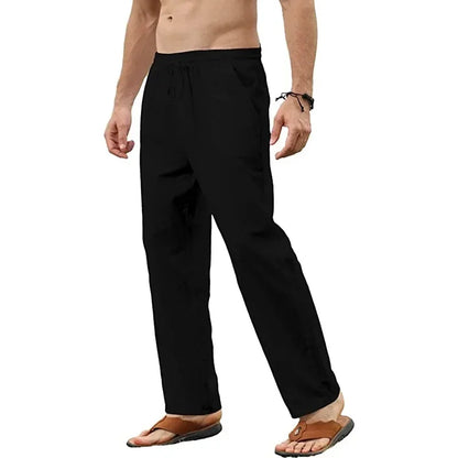 Cotton and Linen Pants Men Summer Straight Leg Casual Quick Drying Sports Pants Men Wide Leg Oversized Linen Pants 2025 New Item