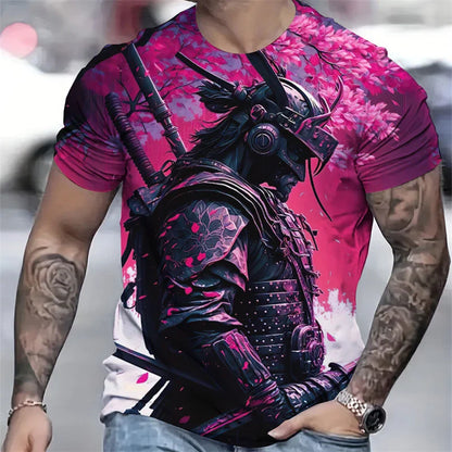 Trend Japanese Samurai Graphics T Shirts For Men Fashion Summer Short Sleeve 3D Printed Kids Tees Cool Streetwear Harajuku Tops